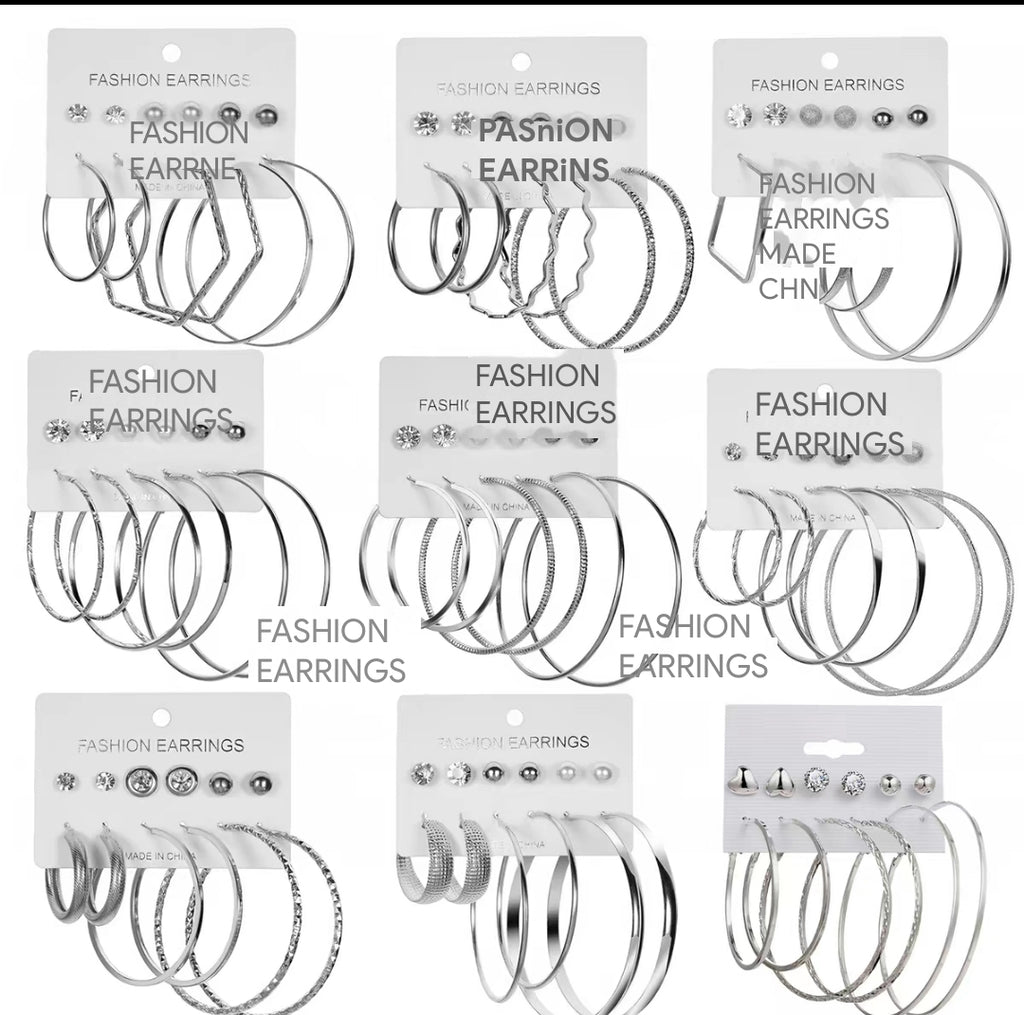 6 Pairs Large Earnings For women