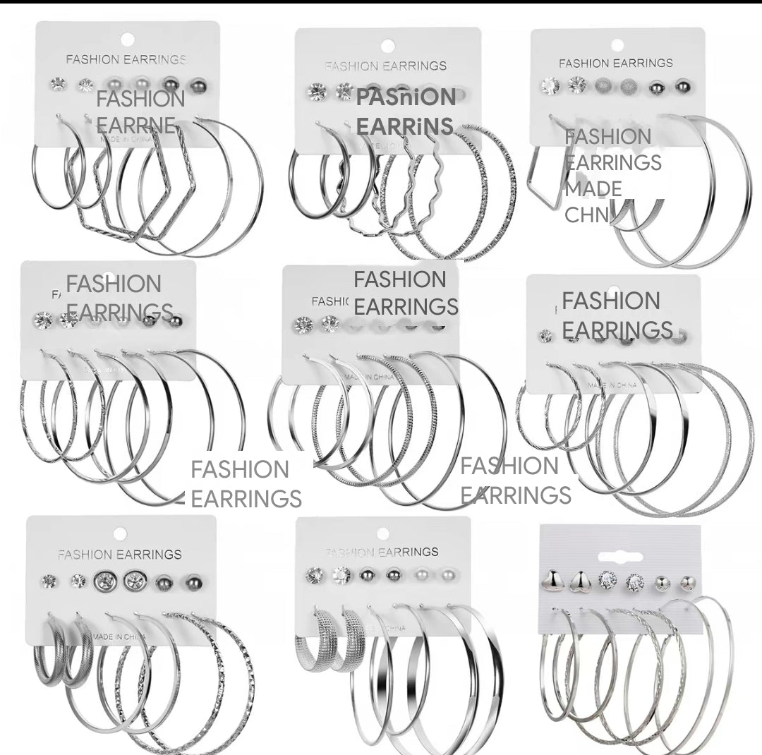 6 Pairs Large Earnings For women