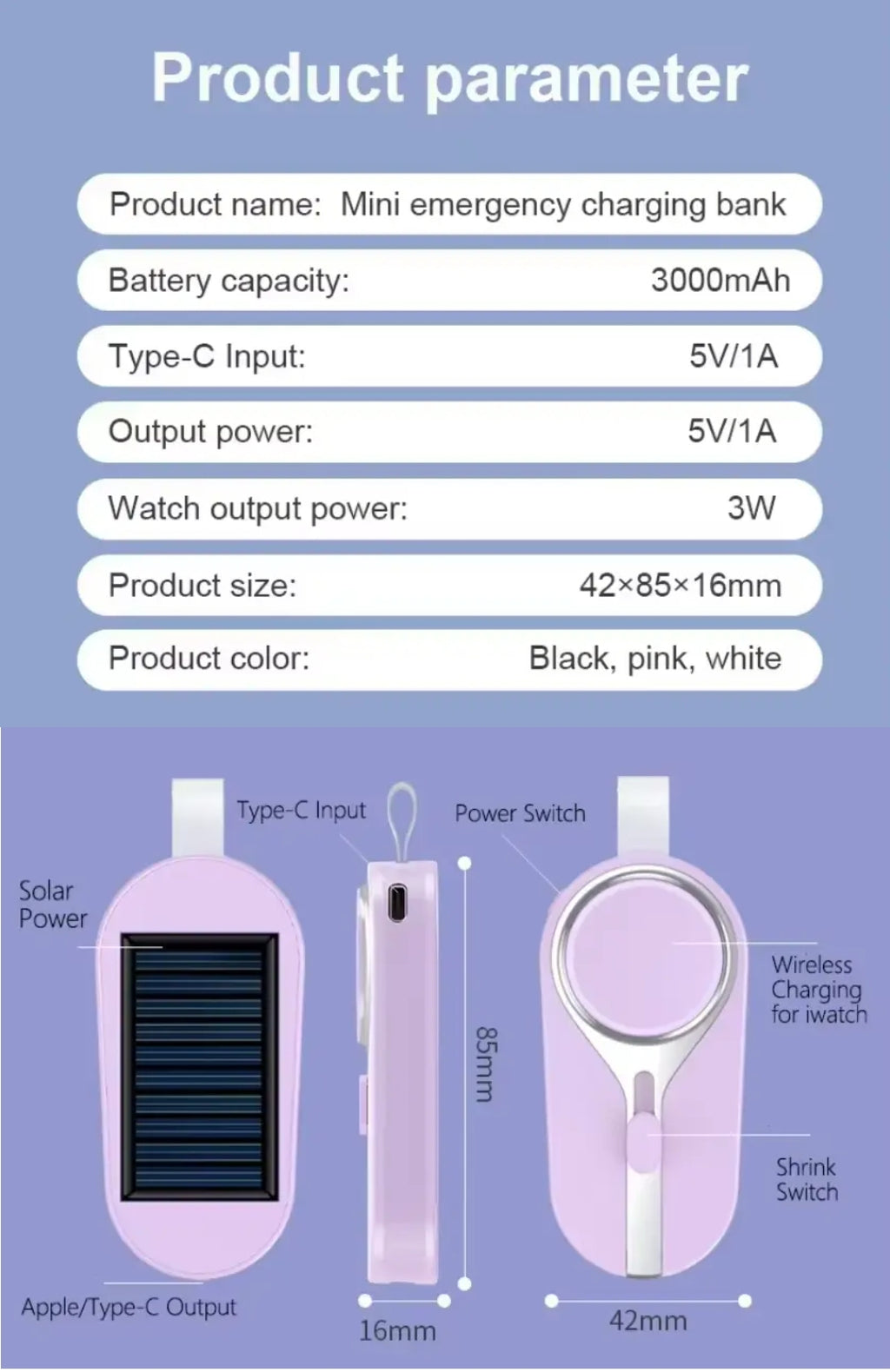Solar Power Bank Phone Charger
