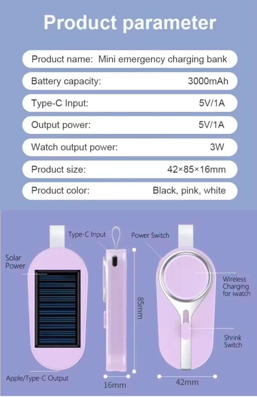Solar Power Bank Phone Charger