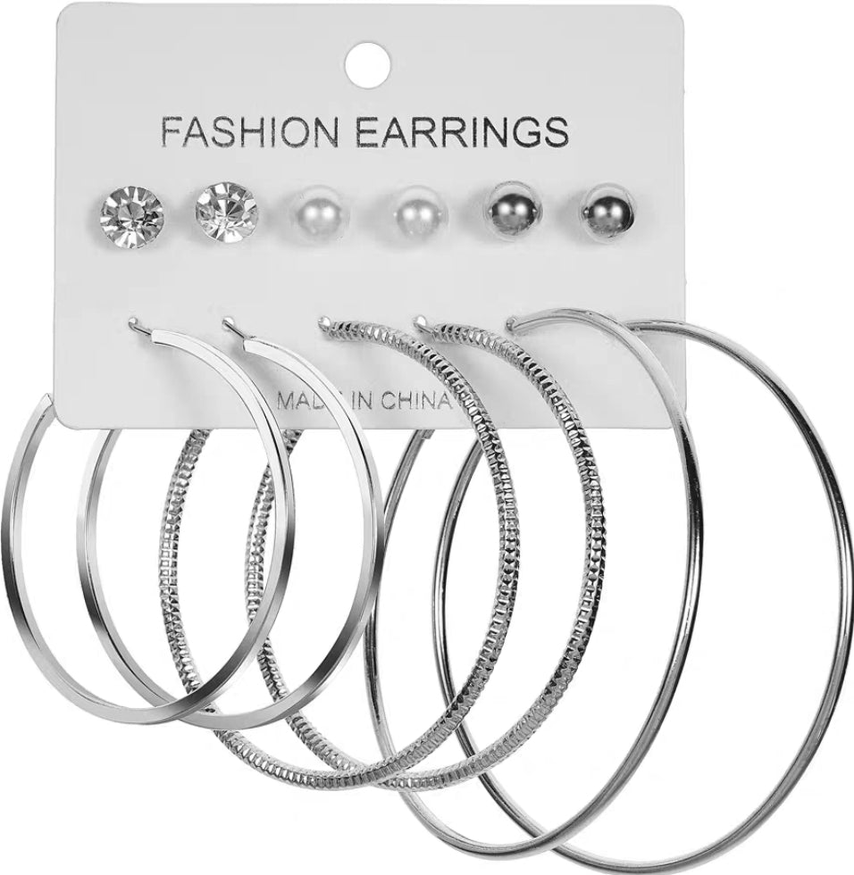 6 Pairs Large Earnings For women