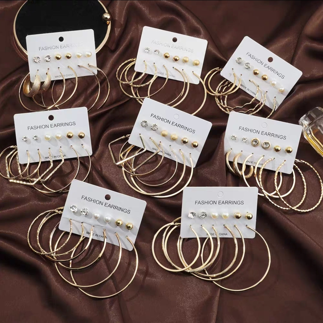 6 Pairs Large Earnings For women