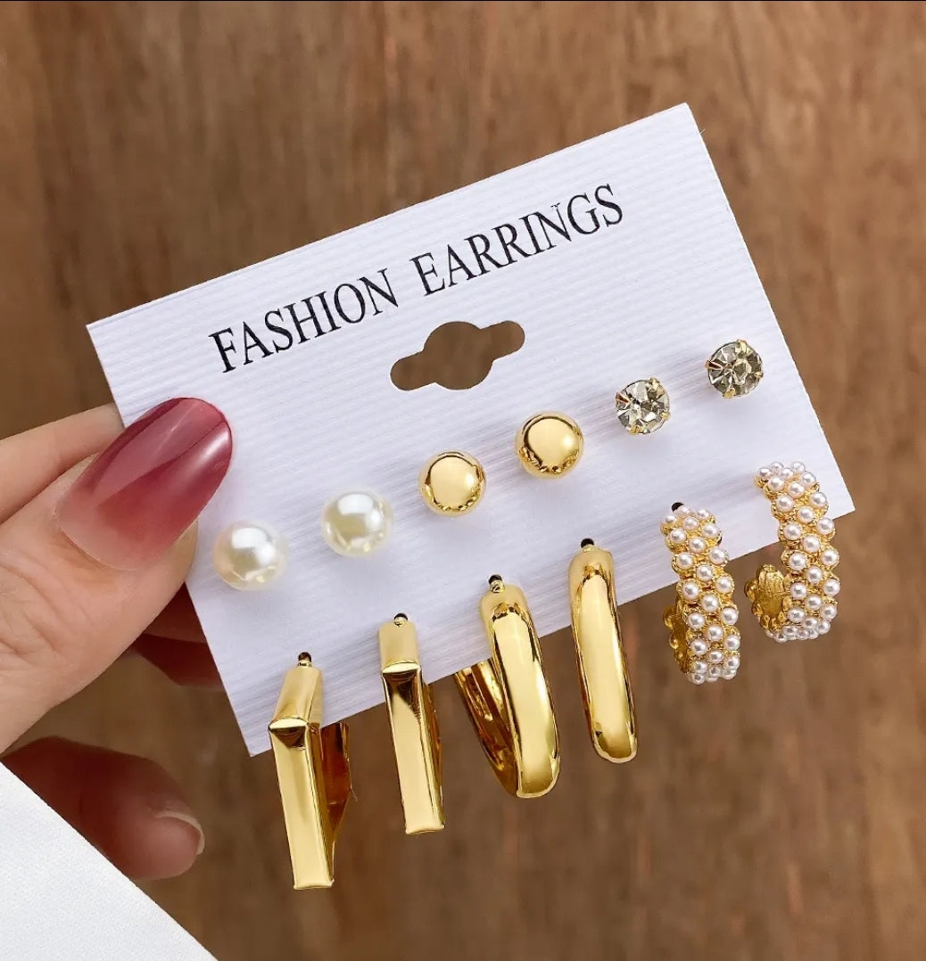 1 pack / 6 Fashion Earrings Gold Plated